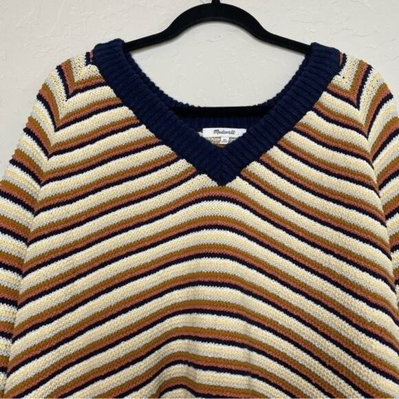 Madewell Arden Striped V Neck Pullover Sweater XL - Picture 2 of 9